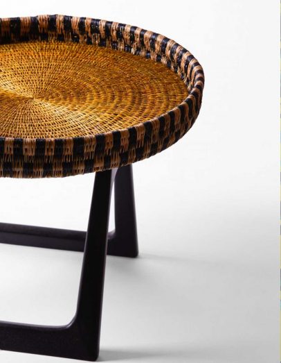 Side Table with Basket Woven surface